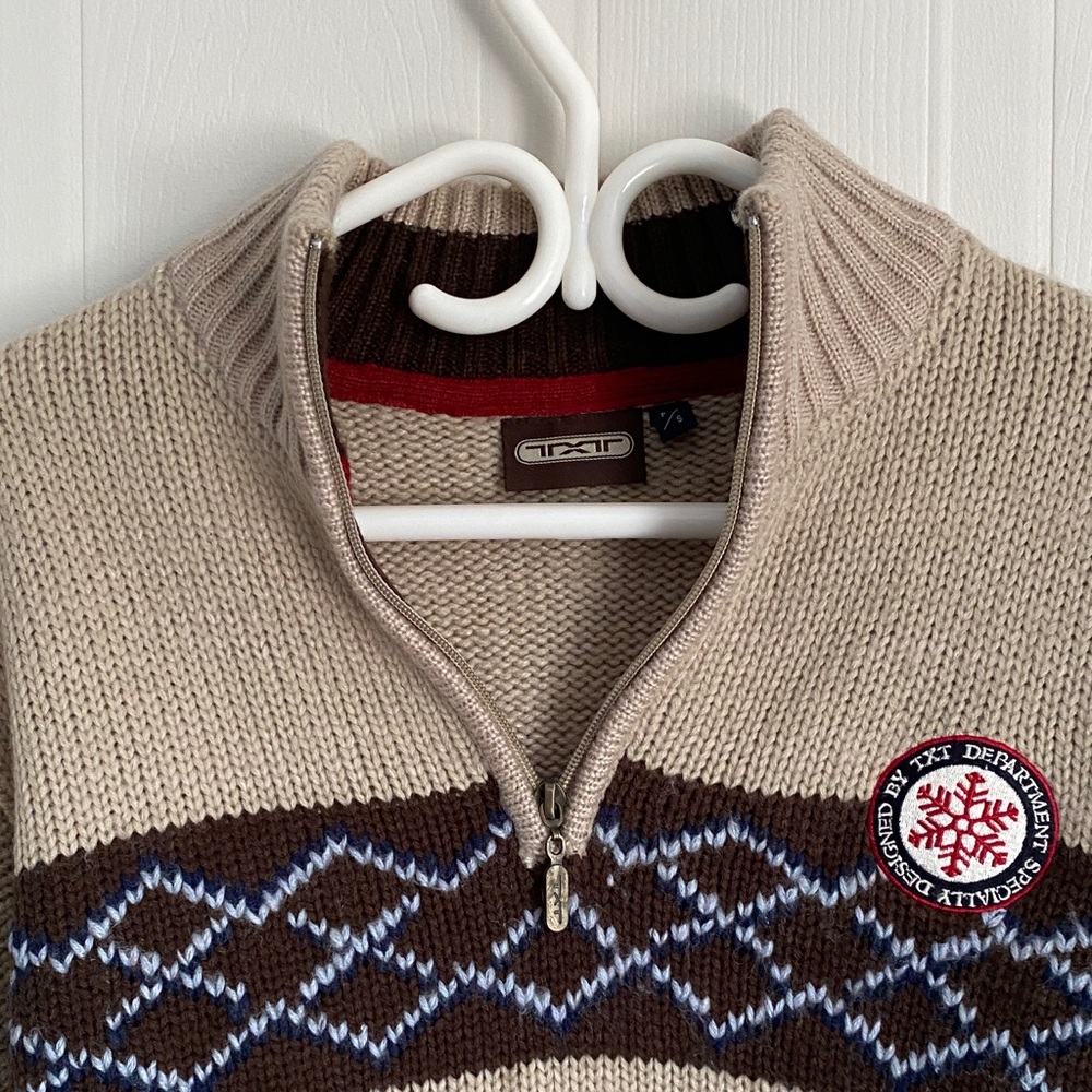 Vintage Grandpacore Sweater Y2K Half-Zip Geometric Knit Small - Picture 5 of 13